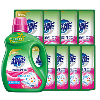 超能 双离子系列 焕彩新生洗衣液 1.5kg+500g*8袋 晨露栀子花香