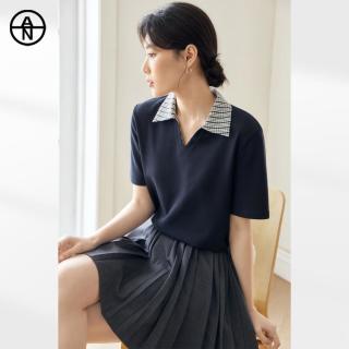 DUIBAI AN大码系列 女式短袖POLO衫 2025夏季条纹撞色
