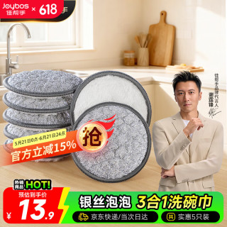 佳帮手 家用厨房海绵百洁布5只