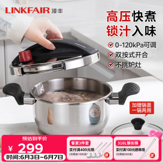凌丰 高压锅小型压力锅304不锈钢防爆家用燃气灶电磁炉通用  20cm 3L