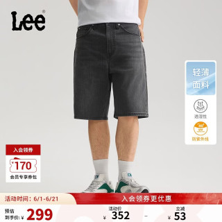 Lee 男士经典五袋款设计轻薄宽松直筒牛仔短裤