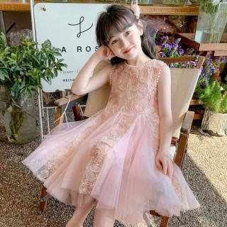 安妮优儿 女童连衣裙夏装小女孩网纱公主裙2026新款洋气儿童粉色背心裙
