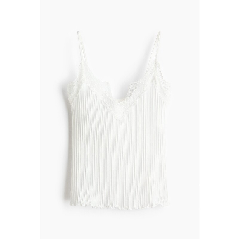 H&M 蕾丝边网眼针织吊带背心