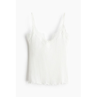 H&M 背心吊带2026夏季新款吊带蕾丝边网眼针织上衣1342354