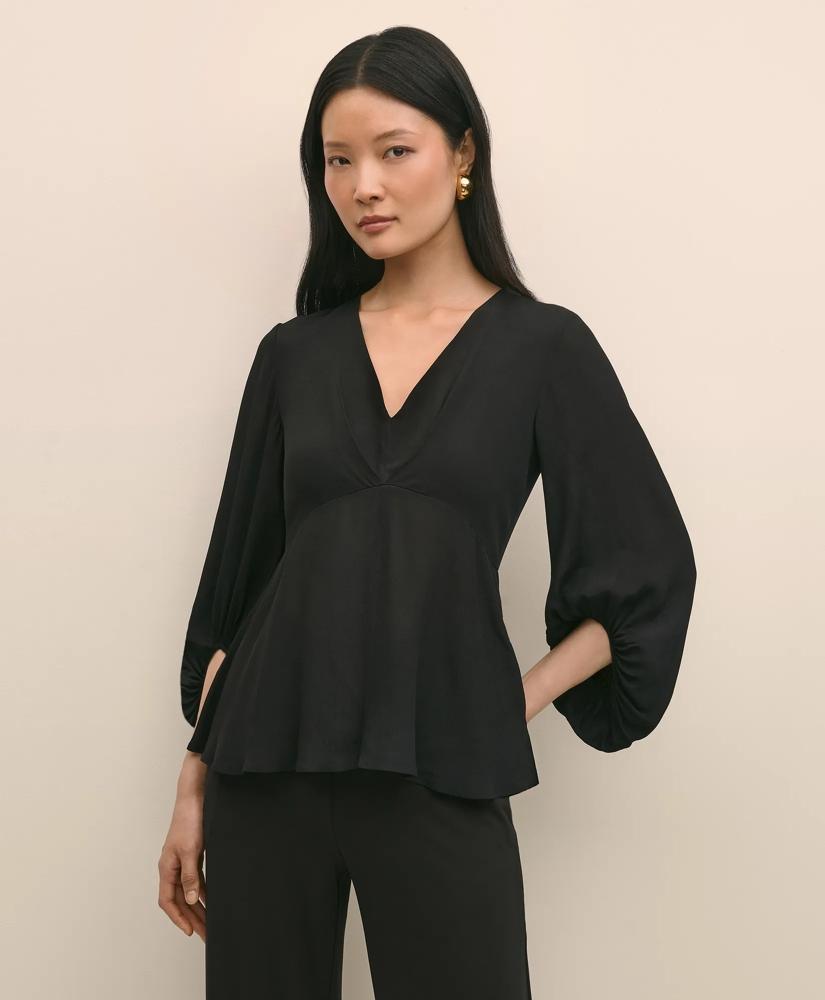 Brooks Brothers 布克兄弟 V领褶皱下摆女士衬衫