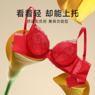 欧迪芬 洞洞杯收副乳防凸点轻薄蕾丝胸罩
