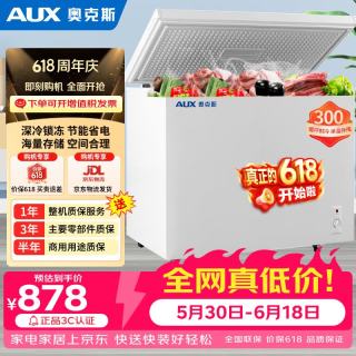奥克斯 单温冷柜 300升家商两用卧式冷藏冷冻保鲜冰柜
