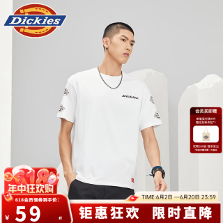 Dickies 美式休闲百搭短袖t恤男女宽松圆领印花上衣休闲半袖衫DK010360 白色