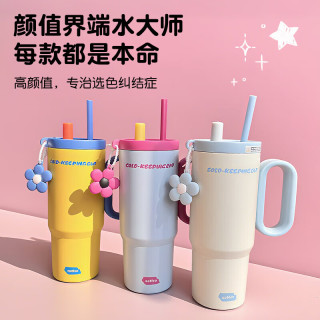 保温杯大容量吸管杯316内底水杯  保冷 冰霸杯 情侣款 750ML