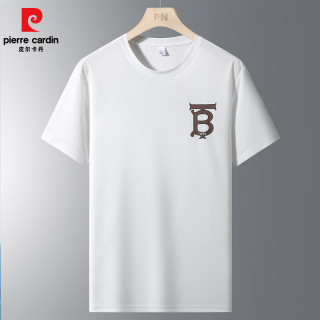 皮尔·卡丹 皮尔卡丹短袖t恤男士夏季圆领半袖体恤潮流休闲打底衫上衣男士 白色