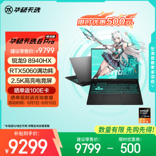华硕 天选6 Pro 九代锐龙版 8940HX 16英寸 游戏本 日蚀灰（锐龙9 8940HX、RTX5060、16GB、1TB、2560*1600、165Hz、天选6 Pro）