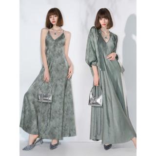 COCOBELLA 只此青绿 女士竹叶印花吊带裙 FR0052