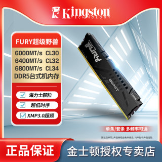 金士顿 内存条颗粒套装台式机DDR5电脑游戏高速马甲条超频吃鸡正品