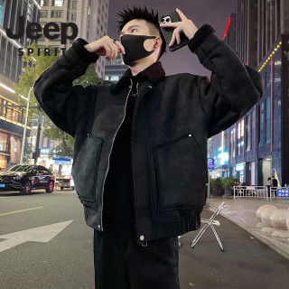 JEEP SPIRIT JEEPSPIRIT 吉普 男士仿皮毛一体棉衣外套