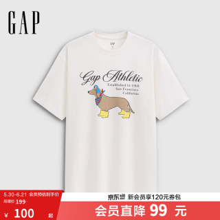 Gap 2026春季logo印花宽松短袖T恤 男性 白色 L