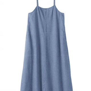 無印良品 MUJI 女式木棉混轻量牛仔吊带连衣裙