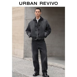 UR UR2026春季新款男装都市通勤锥形裤牛仔长裤UUY860012 正黑