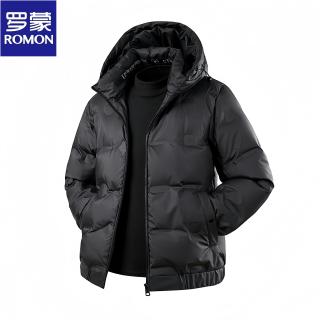 罗蒙 冬季新款男士连帽短款羽绒服时尚潮流帅气保暖上衣外套