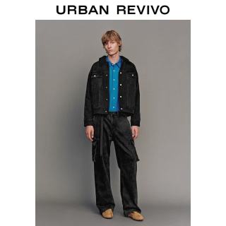 UR UR 冬季新款男装休闲丹宁工装腰带抓绒牛仔长裤 UUN850002