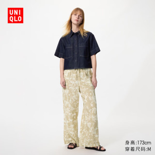 优衣库 483908 泡泡纱材质 米色 XL 女士休闲裤