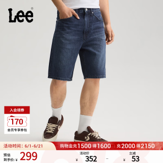 Lee 宽松直筒 男士牛仔短裤 深蓝色 32