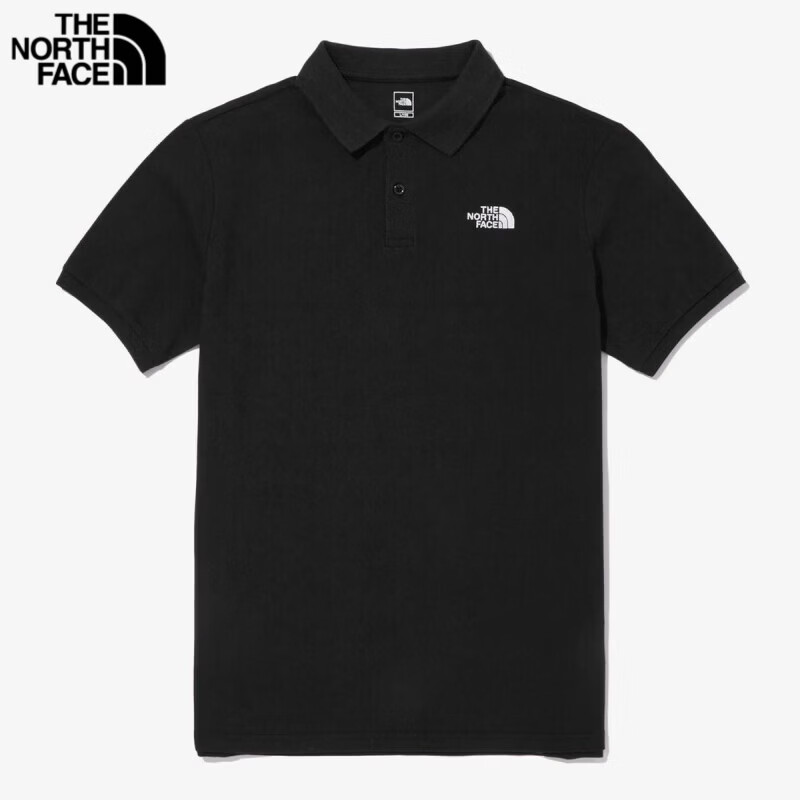 THE NORTH FACE/北面 户外男休闲商务刺绣LOGO短袖POLO衫 黑色 XL