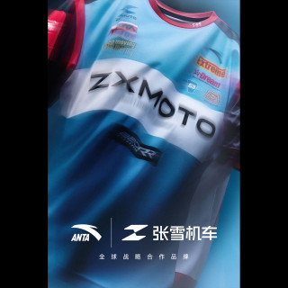安踏 ×张雪机车联名丨赛车风撞色宽松男女短袖T恤夏季透气运动上衣