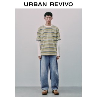 UR UR2026春季新款男装休闲做旧水洗棉质弯刀牛仔长裤UUY860005 蓝色 32