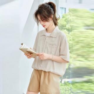 衣恋集团旗下夏季男女情侣款短袖休闲加大码薄款透气寸衫潮流衬衫