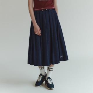 TEENIE WEENIE 小熊气质A字中长款牛仔半身裙百褶裙女