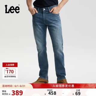 Lee 男士春夏新品标准中腰直筒牛仔裤 726