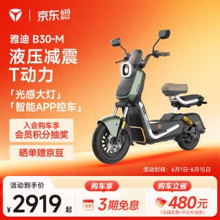 雅迪 B30-M 电动轻便摩托车 时尚学生通勤代步小型智能电动车 颜色到店自选