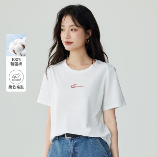 茵曼 女装 logo绣花短袖T恤 F18525134