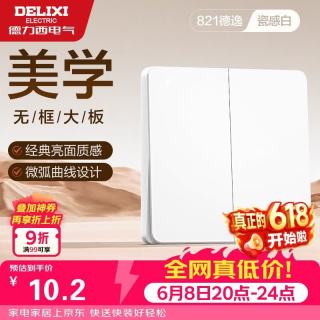 德力西 CD821系列 HAEG862K1 双开二开单控开关 时尚白大板