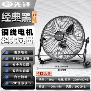 先锋 工业趴地电风扇大风强力移动换气排风扇商用工厂工地厕所吹地