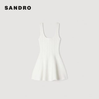 Sandro 新品首降丨SANDRO2026夏季新款女装法式仿钻饰收腰裙摆吊带连衣裙