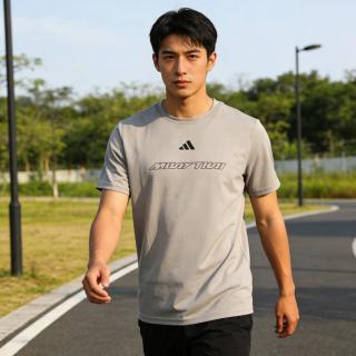 adidas 中性款圆领透气舒适运动T恤