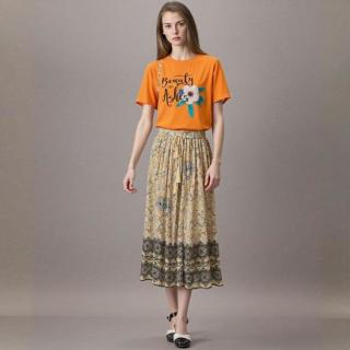 限尺码：ZARA 时尚洋气细闪撞色印花宽松A字大摆半截裙