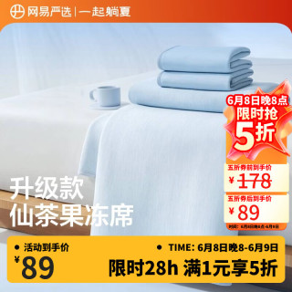 网易严选 冰丝席夏季家用凉席用品水波纹果冻席床单床笠枕套件套凉席 冰晶蓝果冻席 宿舍床90cm宽