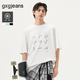 gxgjeans 男装时尚印花潮流宽松圆领短袖T恤男夏季