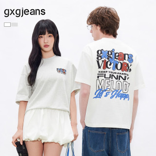 gxgjeans 男装后背撞色印花美式潮流短袖T恤 26夏新品