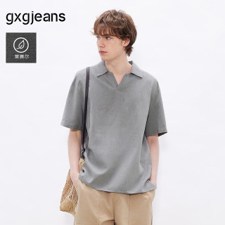 gxgjeans 男士简约休闲时尚V领半开襟轻薄短袖衬衫 26夏新品