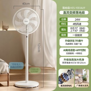 海尔 电风扇2026新款直流变频落地扇轻音家用台立式一级能效风扇HC