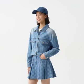森马 女生翻领夹克 短款牛仔外套