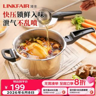 凌丰 高压锅防爆304不锈钢压力锅家用燃气灶电磁炉通用 4L/ 22cm