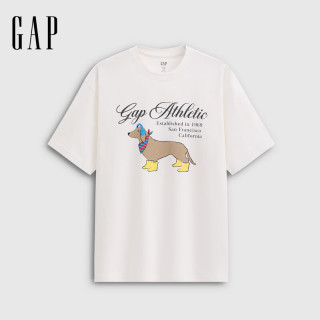Gap 2026春季logo印花宽松短袖T恤 男性 白色 L
