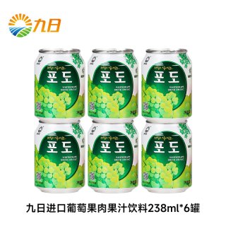 九日 韩国进口果汁饮料 富含果粒果肉整箱多口味组合装 238ml*6罐,多口味，冰镇超好喝