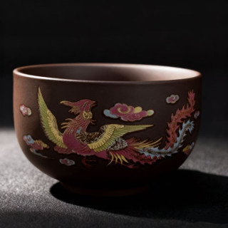 棠门 情侣家用复古紫砂变色凤凰杯