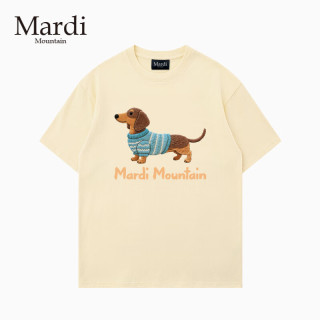 MARDI MOUNTAIN官方旗舰店 ，搭配浅色裙子超温柔正品腊肠狗2026韩国新款纯棉短袖女t恤 米黄杏
