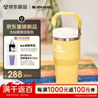 史丹利 运动水杯保冷保温杯折叠吸管杯男女水杯大容量591ML水仙黄